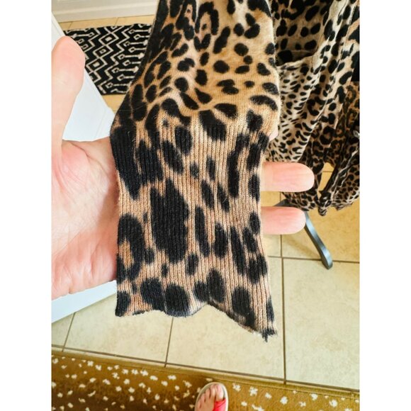 Ellison Long Lightweight Knit Leopard Print Open Cardigan Sweater M Office Money - Picture 9 of 12